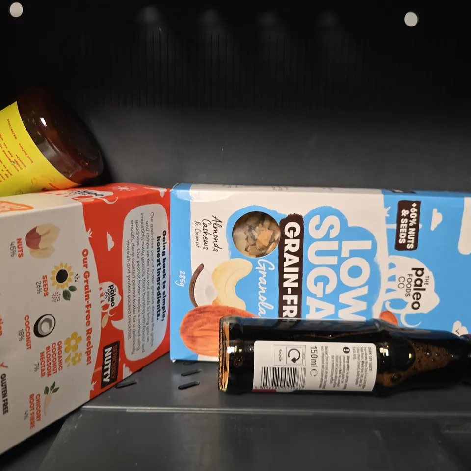 APPROXIMATELY 6 ASSORTED FOOD ITEMS TO INCLUDE - GRAIN FREE GRANOLA , PEANUT BUTTER PROTEIN BOOST GRANOLA , CHILLI JAM ETC