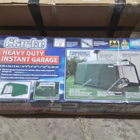 CLARKE HEAVY DUTY INSTANT GARAGE SHELTER – 4.5M X 3M X 2.4M (LXWXH) GARDEN CANOPY