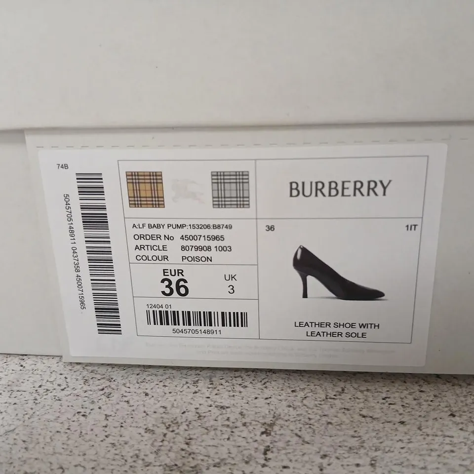 BURBERRY BURGUNDY PATENT LEATHER HIGH HEEL PUMPS – UK 3 (EU 36)