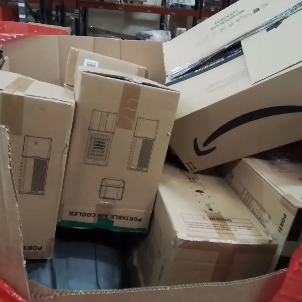 PALLET OF ASSORTED HOUSEHOLD GOODS AND PRODUCTS TO INCLUDE;AIR COOLER,RETRACTABLE GATE,TOILET SEAT