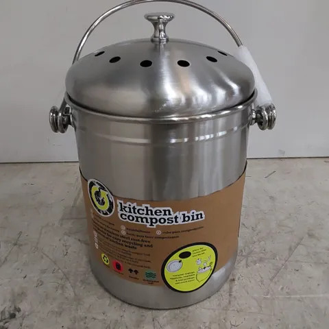 BOXED SILVER METAL KITCHEN COMPOST BIN (1 BOX)