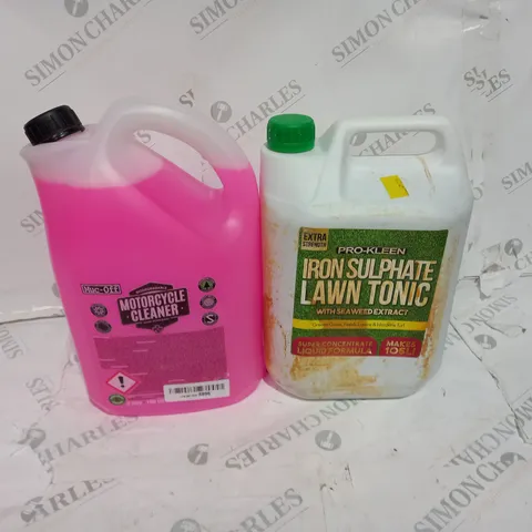 2 ASSORTED LIQUID ITEMS TO INCLUDE MOTORCYCLE CLEANER, LAWN TONIC - COLLECTION ONLY