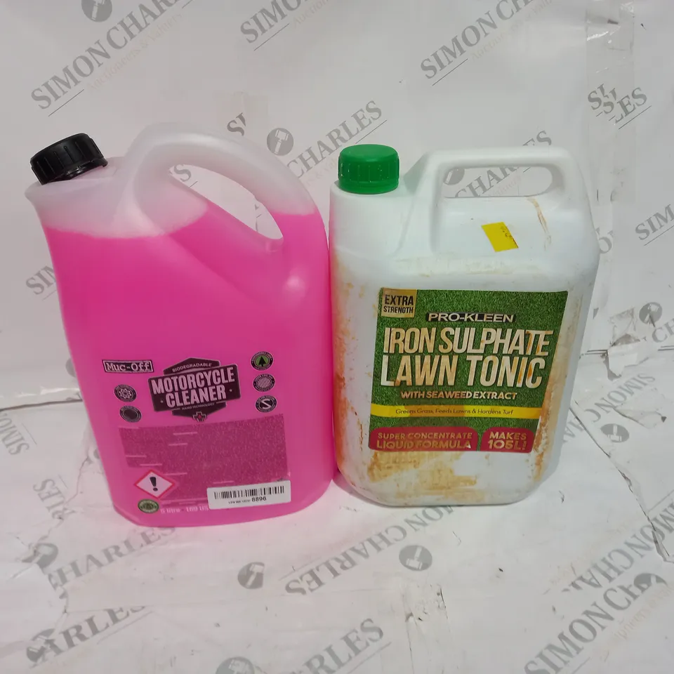 2 ASSORTED LIQUID ITEMS TO INCLUDE MOTORCYCLE CLEANER, LAWN TONIC - COLLECTION ONLY