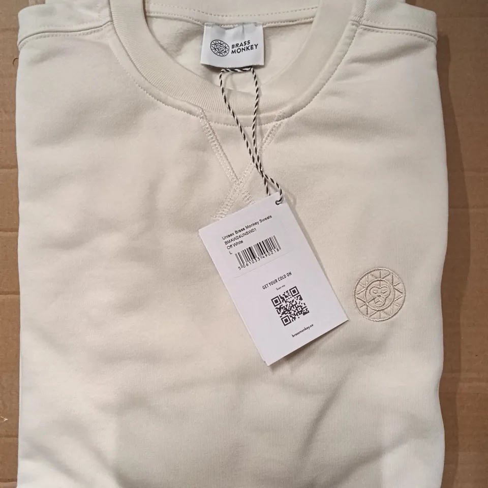 BRAND NEW BRASS MONKEY SWEATS - OFF WHITE SIZE L APPROXIMATELY 12