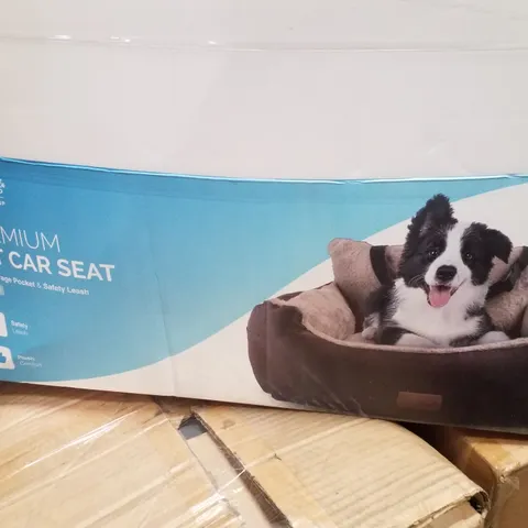 BOXED FURDREAMS PREMIUM PET CAR SEAT WITH STORAGE POCKET & SAFTEY LEASH - BROWN