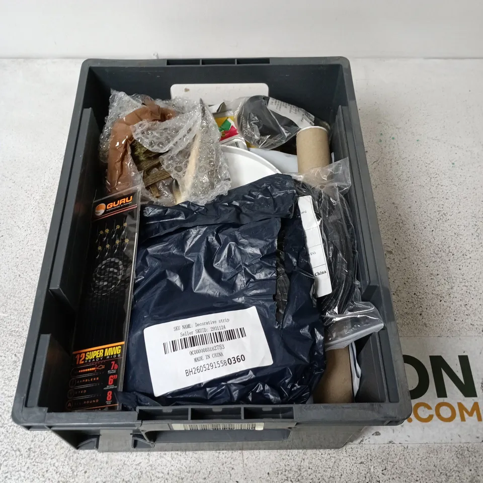 APPROXIMATELY 15 ASSORTED HOUSEHOLD ITEMS INCLUDING DOLPHIN ORNAMENT, FISHING HOOKS, TABLET CASE ETC.