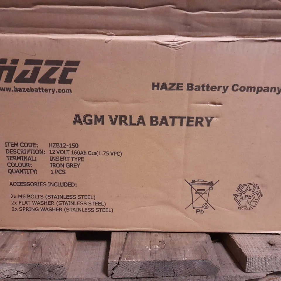 HAZE AGM VRLA BATTERY - HZB12-150 12V 160AH IN IRON GREY - COLLECTION ONLY
