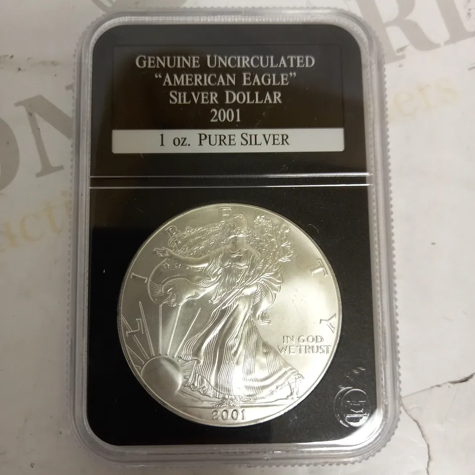 UNCIRCULATED AMERICAN EAGLE SILVER DOLLAR 2001 1OZ PURE SILVER