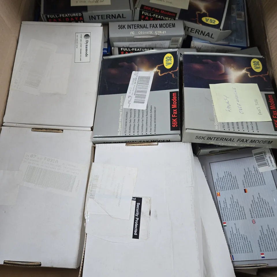 APPROXIMATELY 30 ASSORTED ELECTRICAL PRODUCTS TO INCLUDE FAX MODEMS - COLLECTION ONLY 