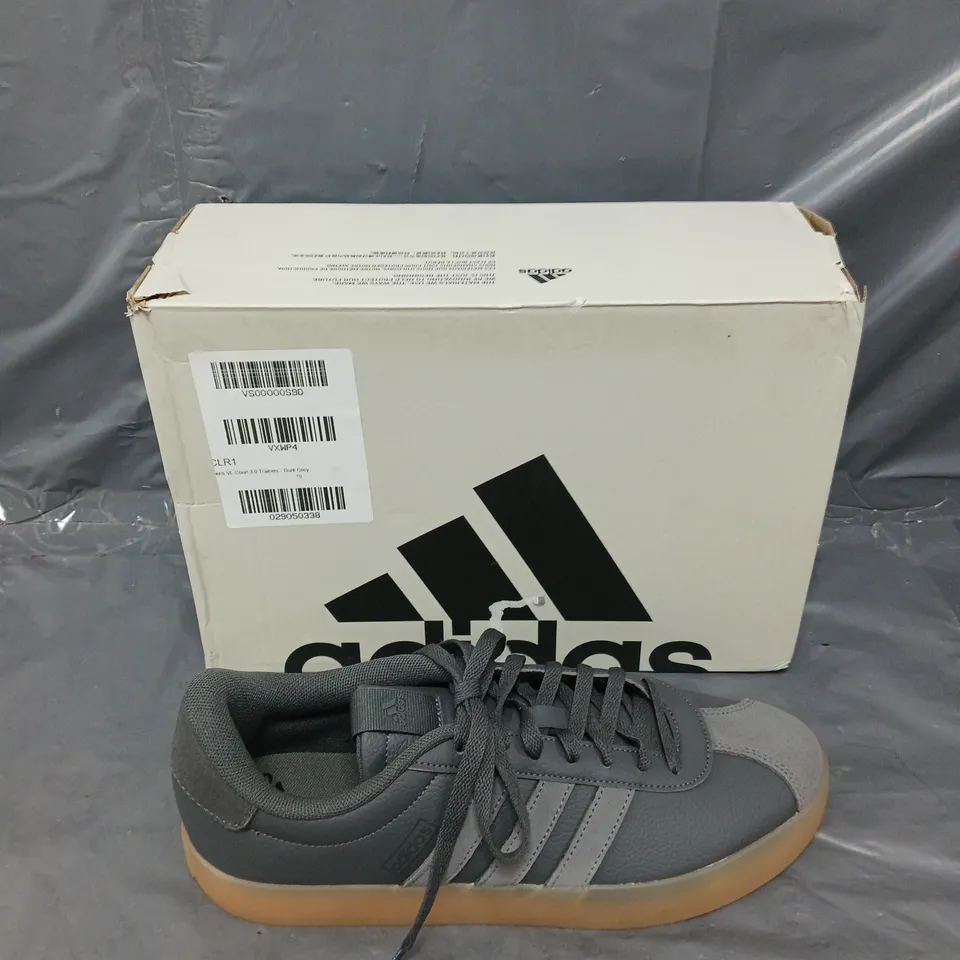 BOXED PAIR OF ADIDAS VL COURT 3.0 DARK GREY UK 10 