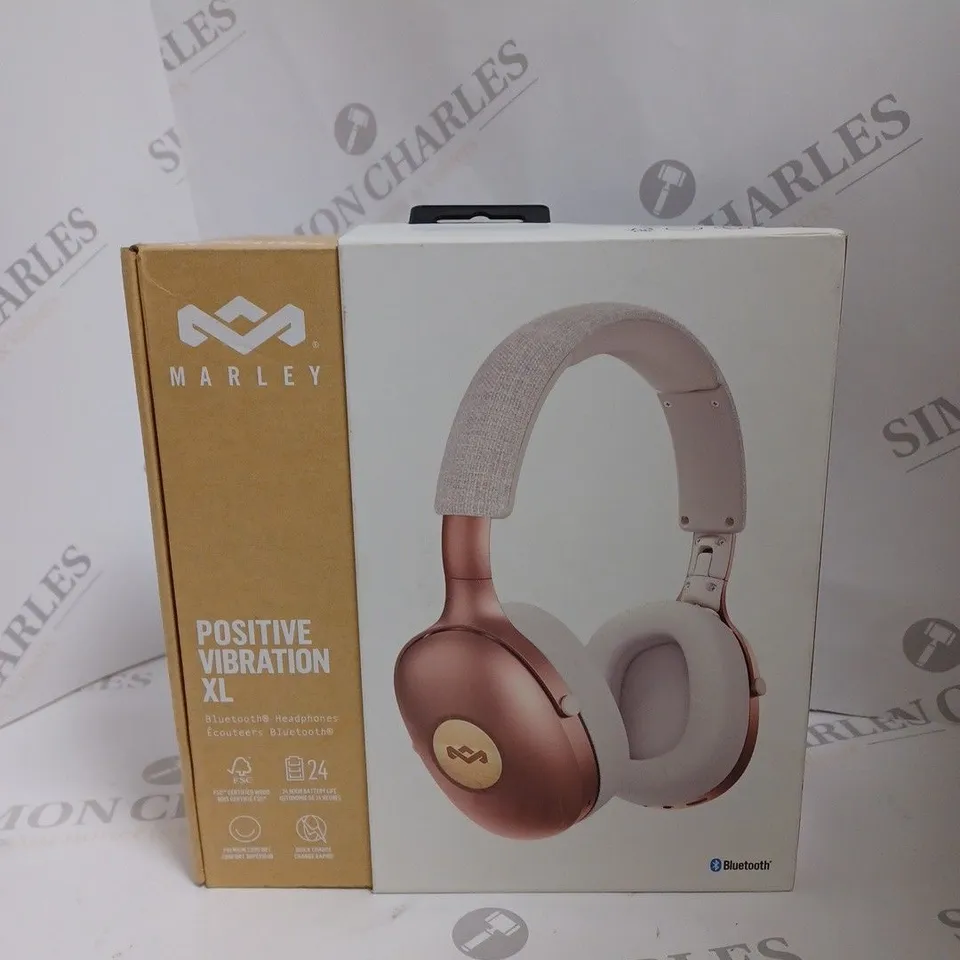 BOXED HOUSE OF MARLEY POSITIVE VIBRATION XL BLUETOOTH HEADPHONES EM-JH141-CP