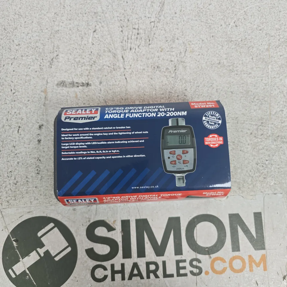 SEALEY PREMIER TORQUE ADAPTOR WITH ANGLE FUNCTION DIGITAL 1/2" SQ DRIVE 20-200NM (MODEL STW291)