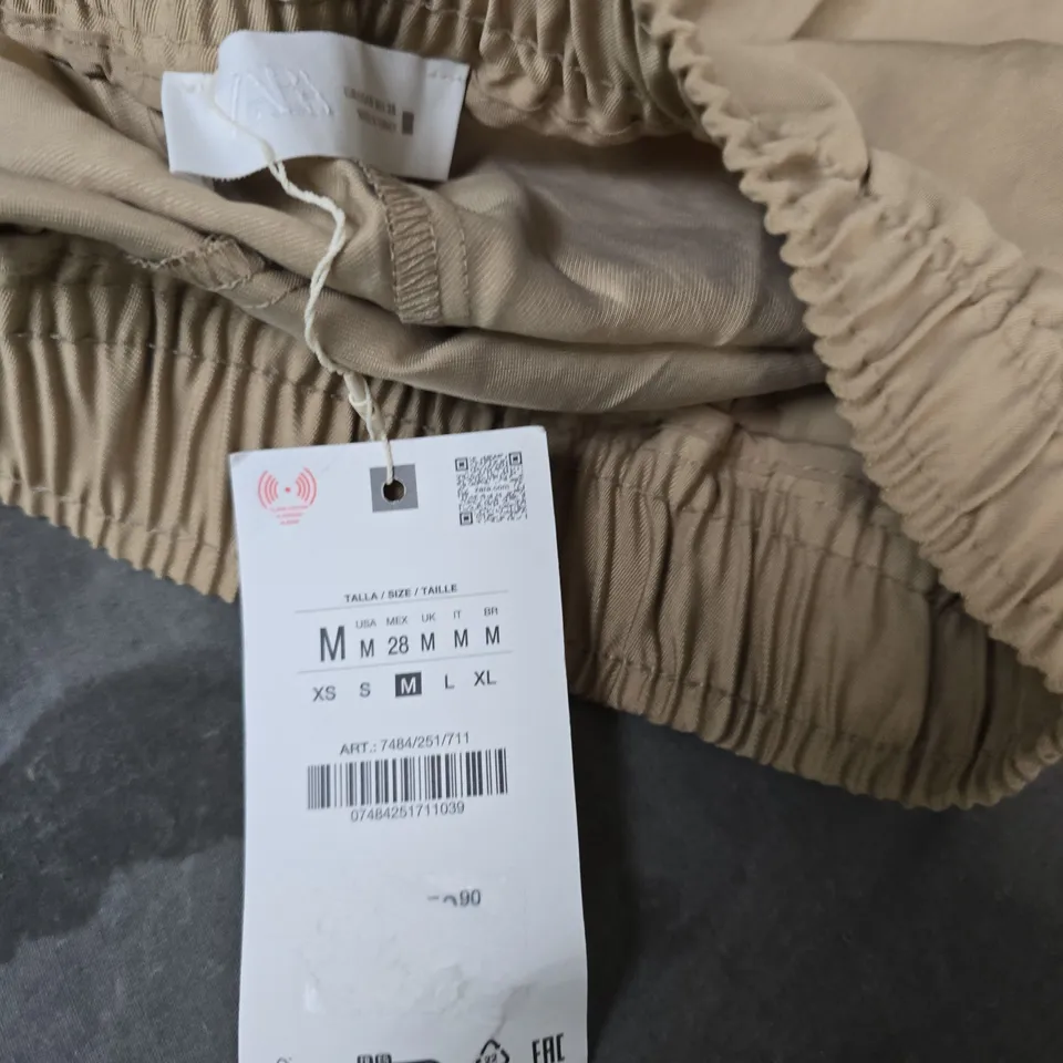 ZARA BEIGE WIDE-LEG TROUSERS, WOMEN'S, SIZE M