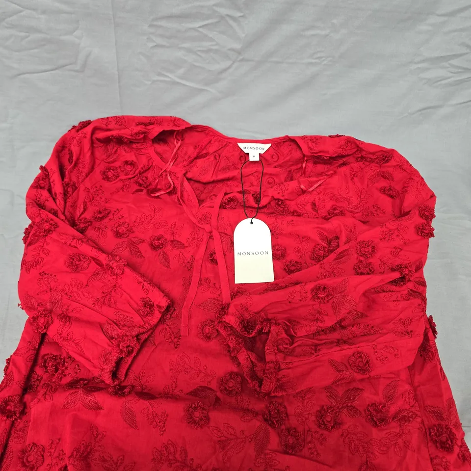 MONSOON WOMEN’S RED LACE FLORAL TOP, SIZE M
