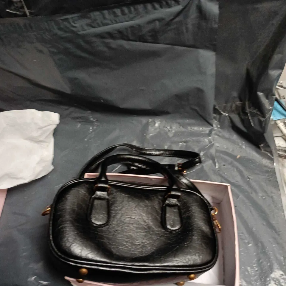 MIU MIU BLACK LEATHER SHOULDER BAG – SMALL SATCHEL, GOLD HARDWARE, BOXED