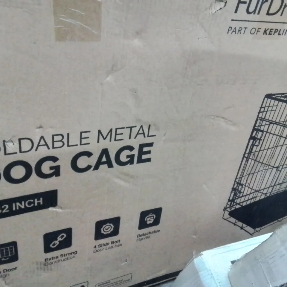BOXED FOLDABLE METAL DOG CAGE 42 INCH