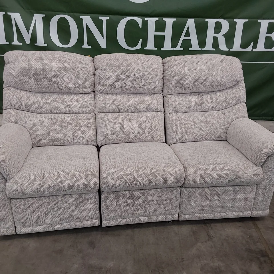 QUALITY BRITISH DESIGNER G PLAN MALVERN POWER RECLINING THREE SEATER SOFA NEBULAR BLUSH FABRIC 