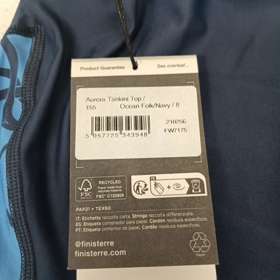 FINISTERRE AURORA TANKINI TOP – OCEAN FOLK NAVY – UK 8