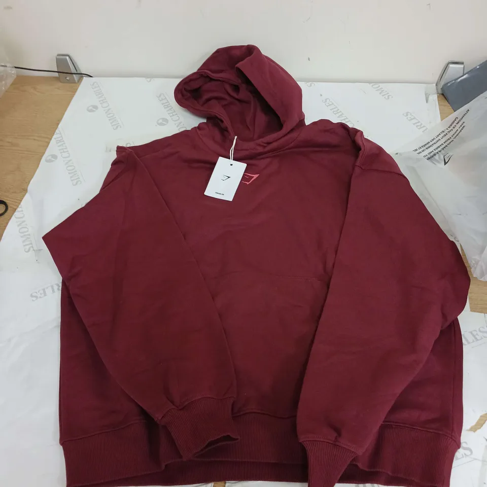 GYMSHARK IRONWORKS OVERSIZE HOODIE BURGANDY SIZE S 