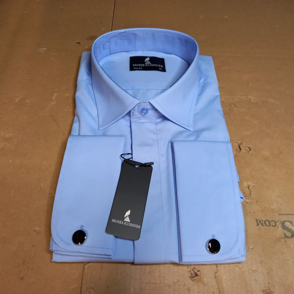 MOSES KUSHNER LOT OF 5 LONG SLEEVE SLIM FIT BUTTONED BLUE SHIRTS - XL