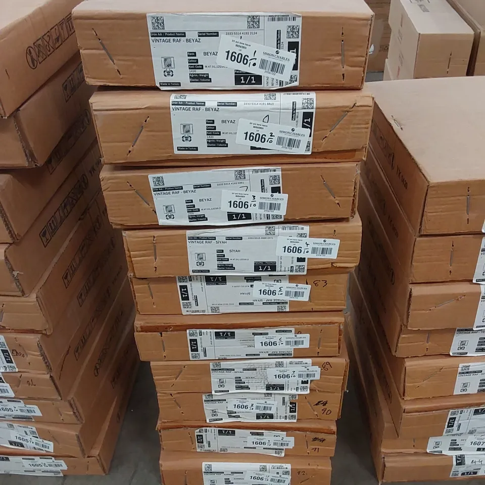 10 X BRAND NEW BOXED 'VINTAGE SHOP' SHELVING UNITS - COLOURS MAY VARY