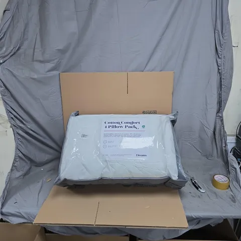 DREAMS COTTON COMFORT 4 PILLOW PACK – 4 WHITE PILLOWS