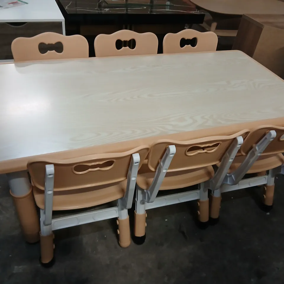 KIDS DINING TABLE AND SIX CHAIRS