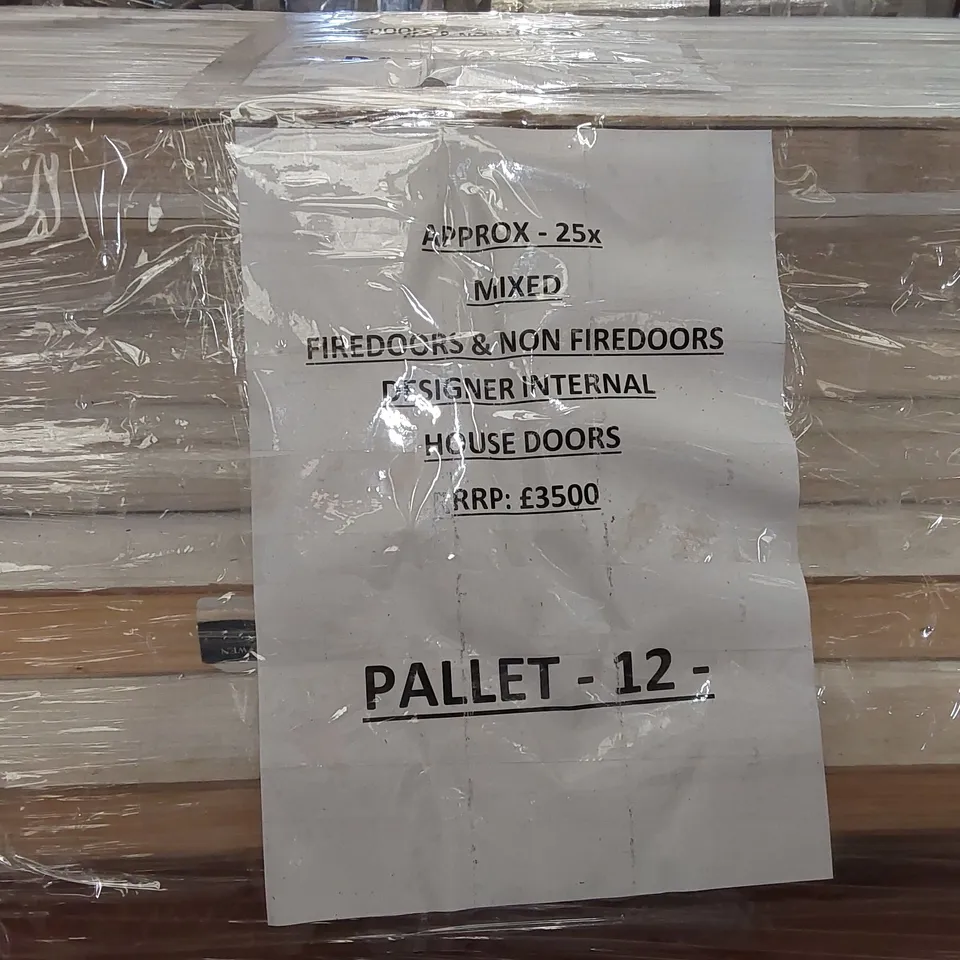 PALLET OF APPROXIMATELY 25x  MIXED FIREDOORS & NON FIREDOORS DESIGNER INTERNAL HOUSE DOORS