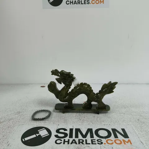 SERPENTINE DRAGON FIGURINE β GREEN STONE ORNAMENT