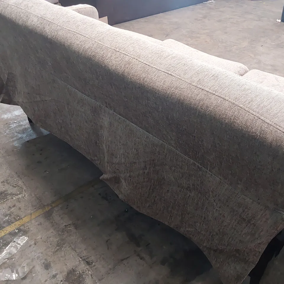 DESIGNER VINTAGE STYLE THREE SEATER SOFA SILVER/GREY FABRIC 