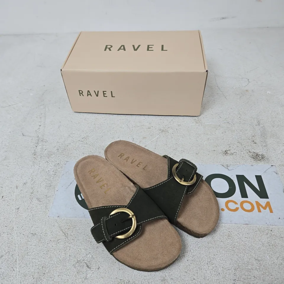 RAVEL SALTON KHAKI SUEDE SANDALS – UK 3 (EU 36)