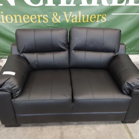 DESIGNER TWO SEATER SOFA BLACK LEATHER