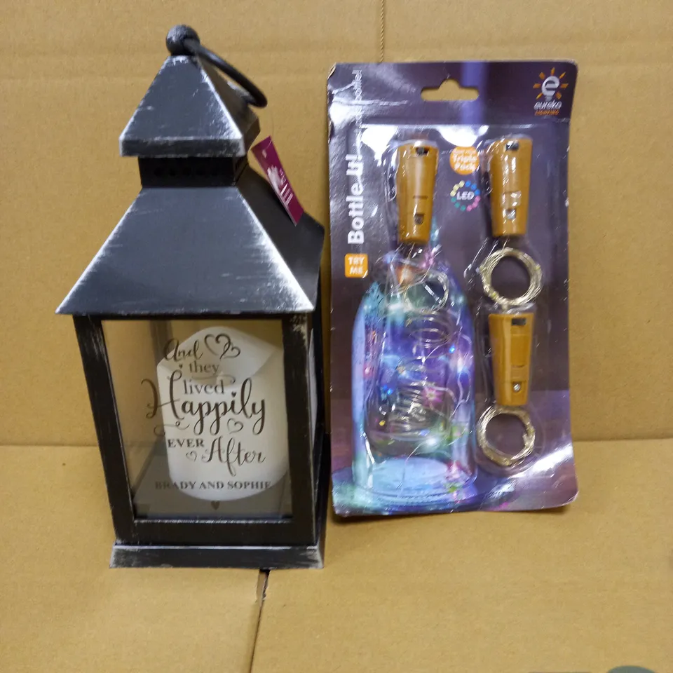 PERSONALISED HAPPILY EVER AFTER LANTERN AND EUREKA BOTTLE IT FAIRY LIGHTS RRP £24.99