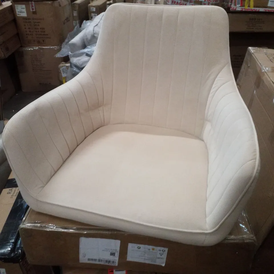 BOXED SET OF 2 CREAM FABRIC DINING CHAIRS