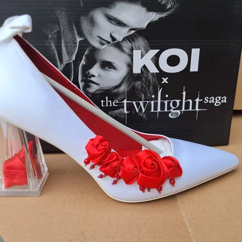 BRAND NEW BOXED KOI TWIGHLIGHT BELLA,S NIGHTMARE ROSE HEELS IN PEARL - UK 8