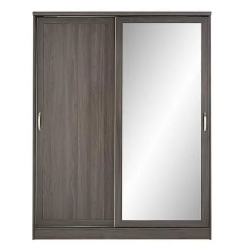 BOXED CAMBERLEY 2 DOOR MIRRORED SLIDING WARDROBE - DARK OAK-EFFECT (3 BOXES) 