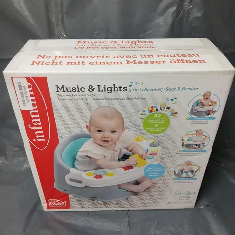 BOXED INFANTINO MUSIC & LIGHTS 3-IN-1 DISCOVERY SEAT & BOOSTER