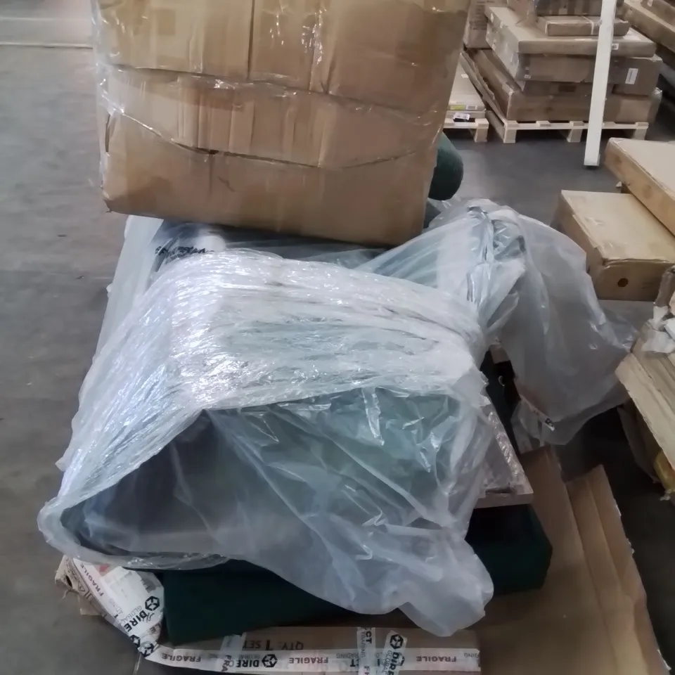 PALLET CONTAINING VARIOUS INCOMPLETE BOXED FURNITURE PARTS AND OTHER HOUSEHOLD ITEMS ETC.