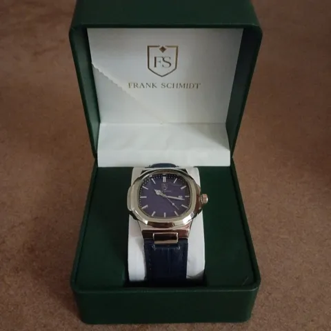 FRANK SCHMIDT WRISTWATCH β NAVY DIAL, NAVY LEATHER STRAP