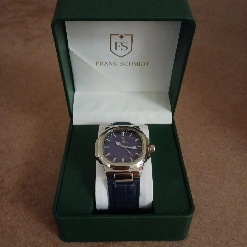 FRANK SCHMIDT WRISTWATCH – NAVY DIAL, NAVY LEATHER STRAP