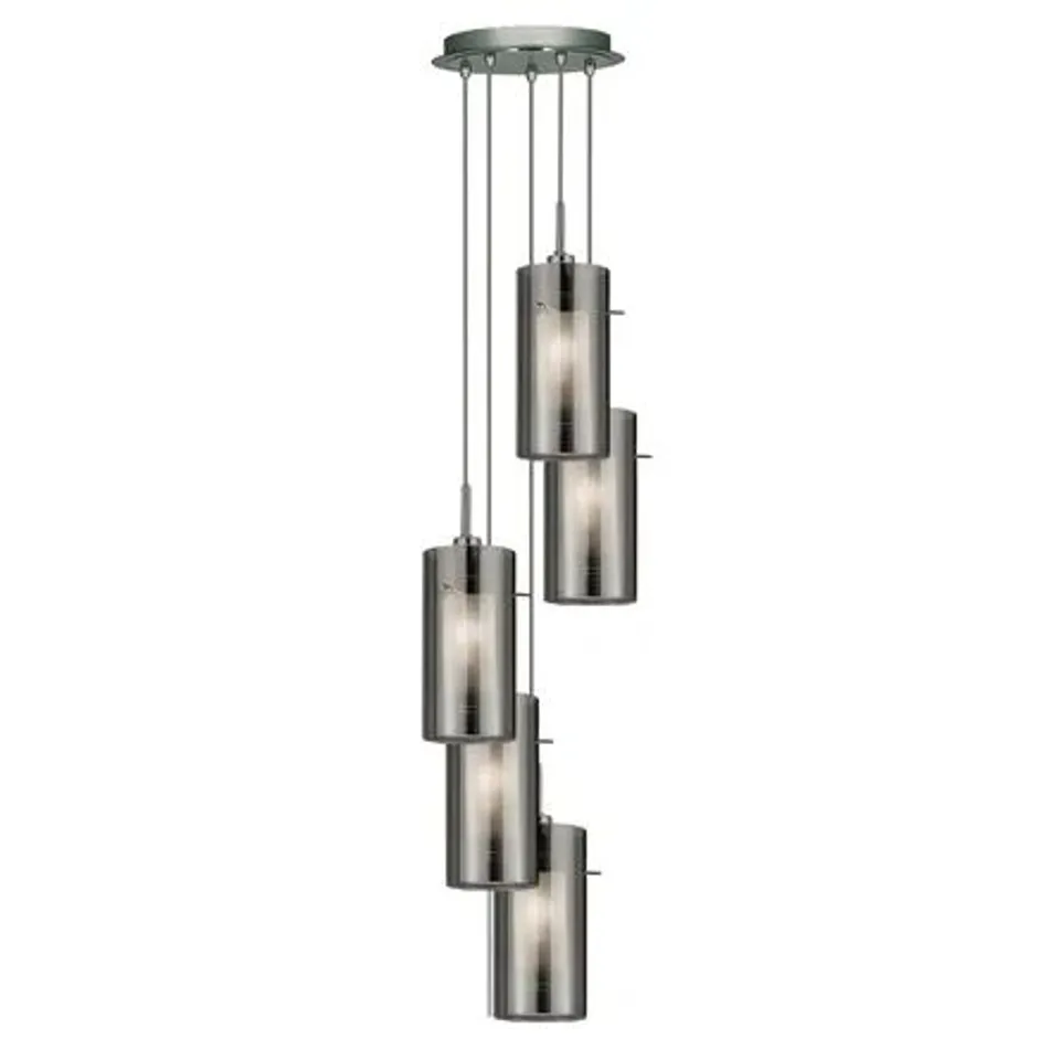 BOXED ARACEII 5 - CLUSTER PENDANT CEILING MULTI-DROP LIGHT CHROME/SATIN SILVER (1 BOX)