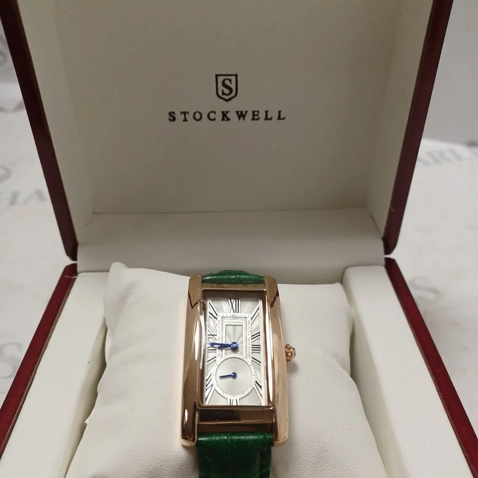 LADIES STOCKWELL WATCH – TEXTURED DIAL WITH SUB DIAL MINUTE HAND – LEATHER STRAP-GREEN
