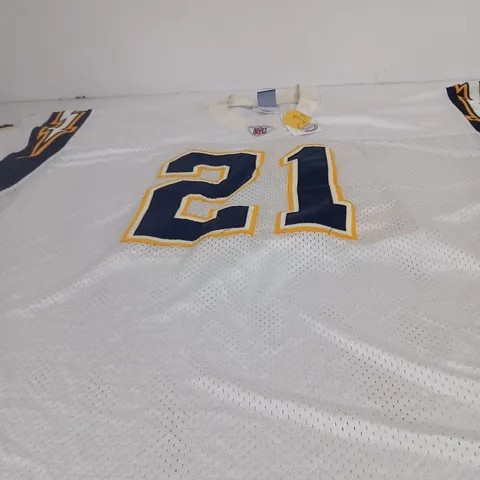 VINTAGE REEBOK NFL EQUIPMENT JERSEY – WHITE, SIZE XXL (EU 58) – NUMBER 21