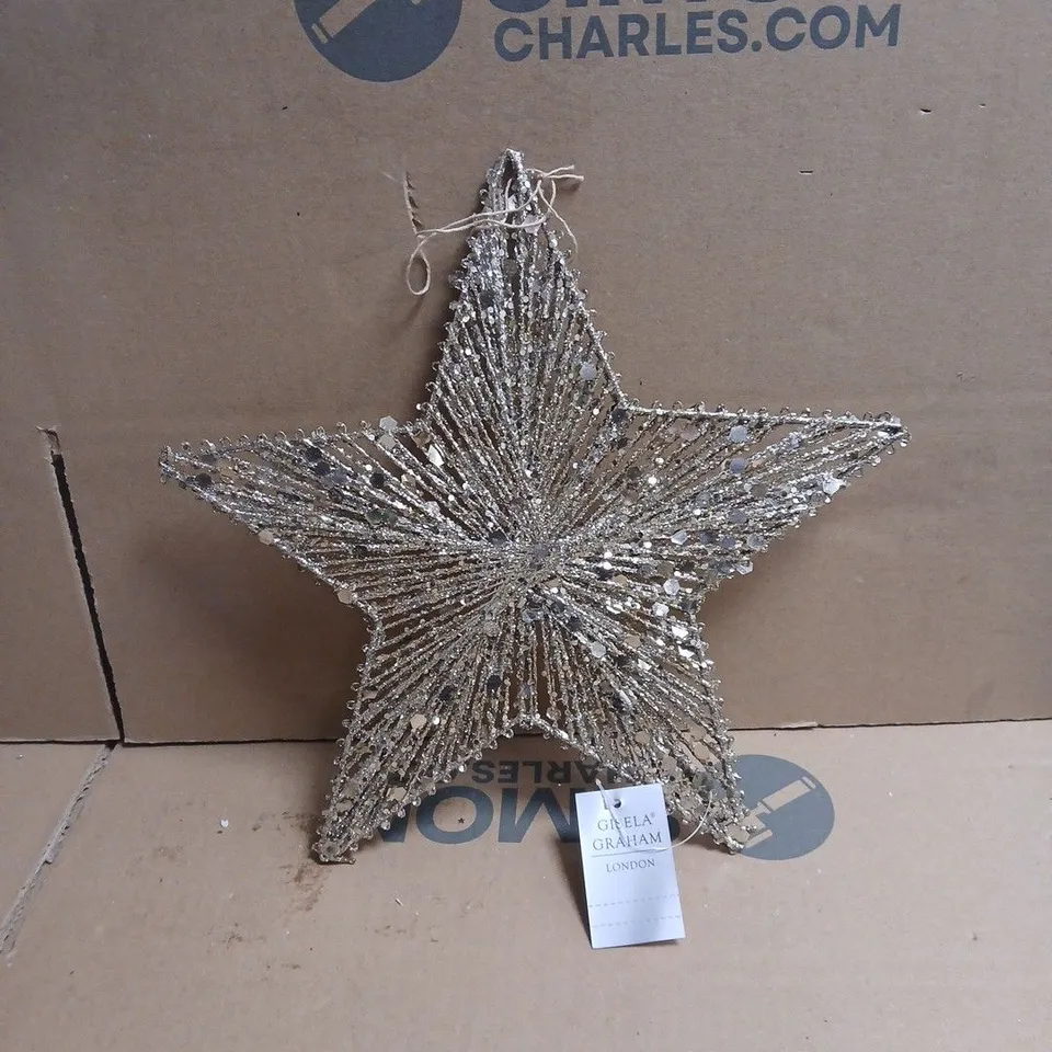 APPROXIMATELY 10 X GISELA GRAHAM LARGE SPARKLY STAR HANGING DECORATIONS (APPROX 30 X 30CM) UNBOXED