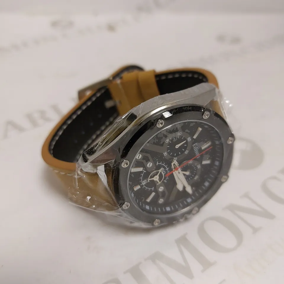 MENS EDISON DUEL GIFT BOX – 2X WATCHES INCLUDED – BRAND NEW – AUTOMATIC MOVEMENT- LEATHER STRAP