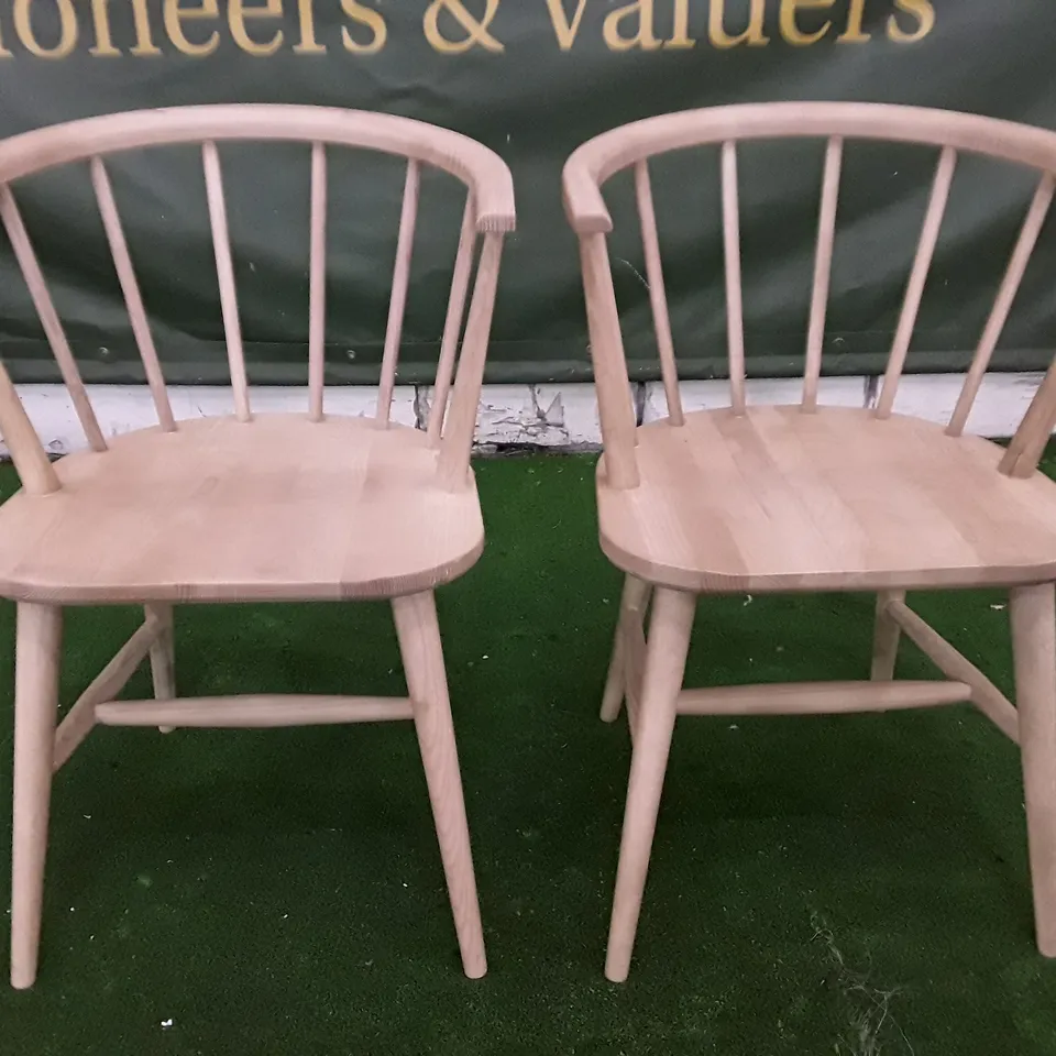 SET OF 2 BOXED OAK DINING CHAIRS