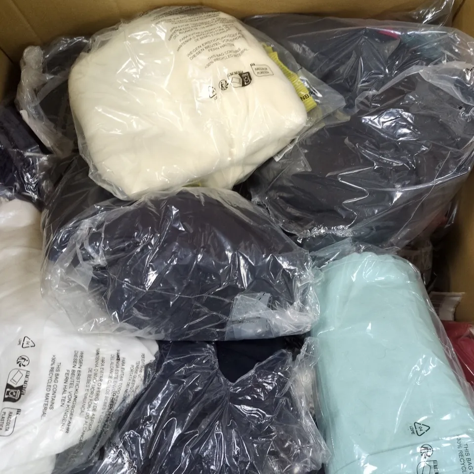 A BOX OF APPROXIMATELY 40 MIX CLOTHING