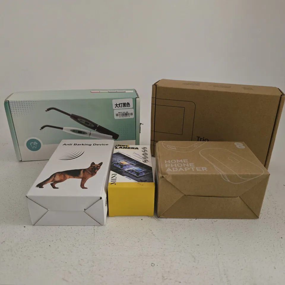 TOTE OF APPROXIMATELY 15 ASSORTED ITEMS TO INCLUDE ANTI BARKING DEVICE, TRIO ENERGY DISPLAY, WI FI CAMERA ETC