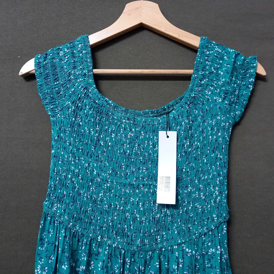 ROMAN DITSY BARDOT DRESS WITH FLORAL DESIGN IN GREEN - S12