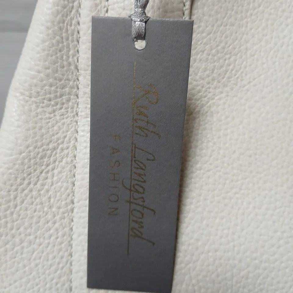 RUTH LANGFORD FASHION HANDBAG - CREAM PEBBLE LEATHER EFFECT TOTE WITH WALLET